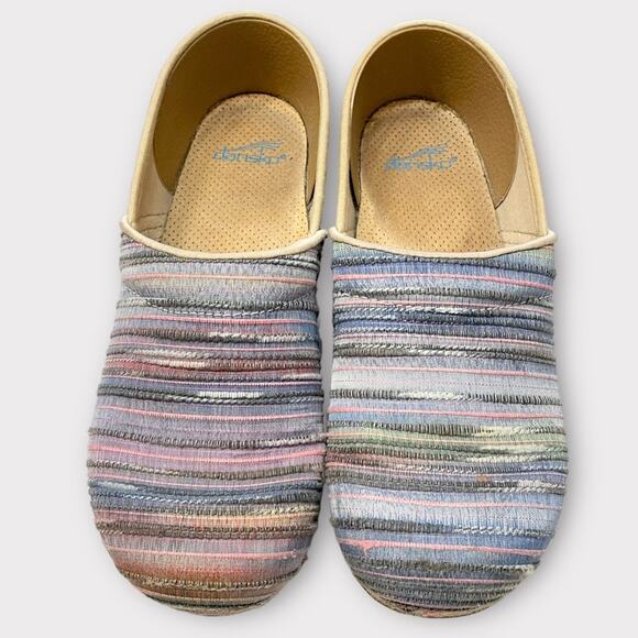 DANSKO Jute Pro Weave Artisan Slip On Clogs Tweed Multicolor Stripe 40/US 9.5-10 - Picture 2 of 9
